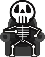 Skeleton man is sitting.