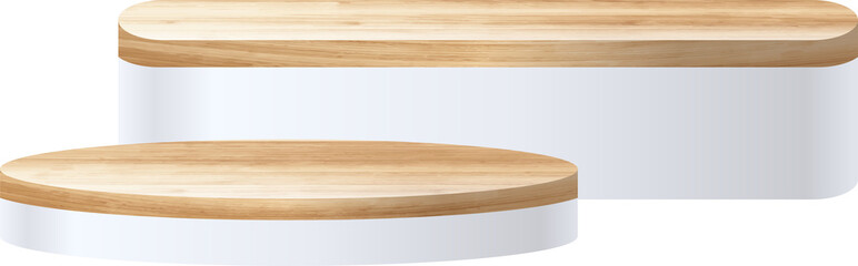 Wood podium presentation mock up, show cosmetic product display stage pedestal background design