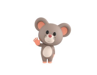 Little Rat character raising right hand in 3d rendering.
