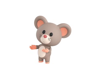 Little Rat character doing welcome gesture in 3d rendering.