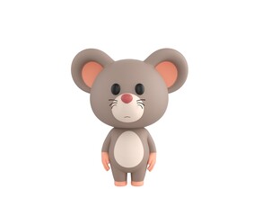 Little Rat character standing and looking to the front in 3d rendering.