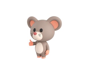 Little Rat character showing thumb up in 3d rendering.