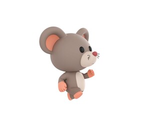 Little Rat character running in 3d rendering.