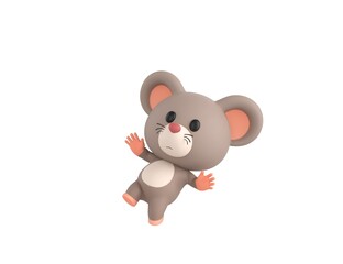 Little Rat character falling in 3d rendering.