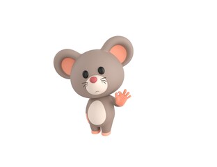 Little Rat character shows okay or OK gesture in 3d rendering.