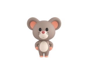 Little Rat character with hands on hip in 3d rendering.