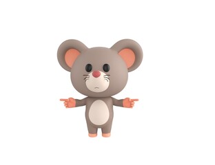 Little Rat character pointing finger two side in 3d rendering.