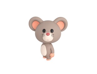 Little Rat character standing and look up to camera in 3d rendering.