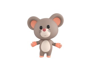 Little Rat character spreading his hands in 3d rendering.