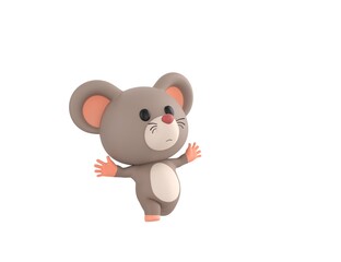 Little Rat character running happily in 3d rendering.