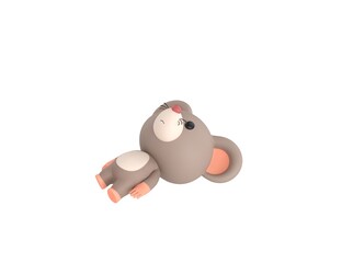 Little Rat character lying on floor in 3d rendering.
