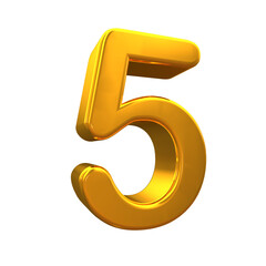 Fototapeta premium Number 5 golden 3d render