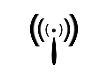 3D wifi sign symbol black white background isolated