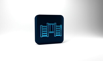 Blue Wooden Swedish wall icon isolated on grey background. Swedish stairs. Blue square button. 3d illustration 3D render