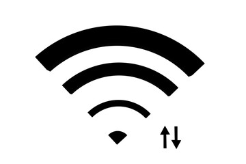 3D wifi sign symbol black white background isolated