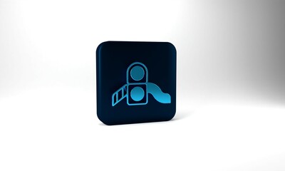 Blue Slide playground icon isolated on grey background. Childrens slide. Blue square button. 3d illustration 3D render