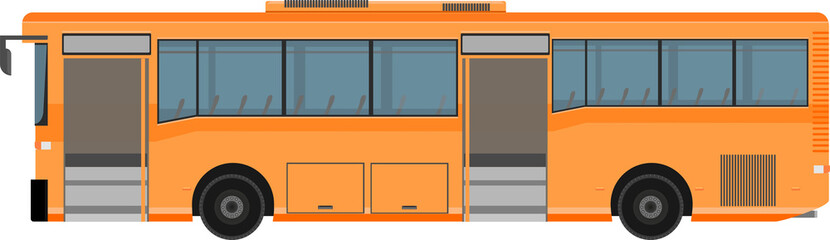 a orange bus color with air conditioner public transportation in thailand. © kisada