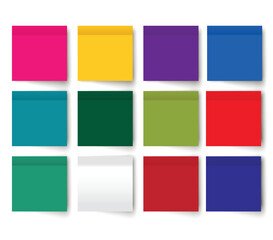 Collection note papers different colored sheets. Paper Note, Post note stickers isolated. Vector color sticky tapes template. 