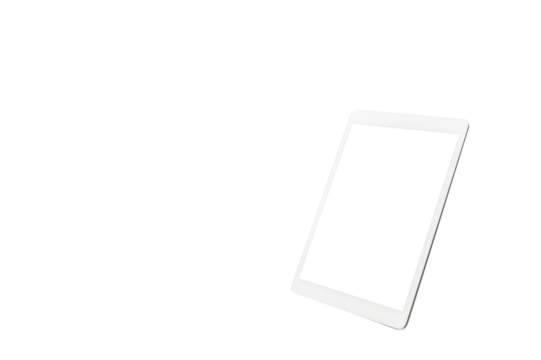 Tablet computer mockup isolated on PNG pixelization background