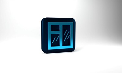 Blue Window in room icon isolated on grey background. Blue square button. 3d illustration 3D render