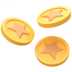 3d star coin icon with pastel color, for UI, poster, banner, social media post. 3D rendering