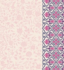 wedding card design, traditional paisley floral pattern , royal India	