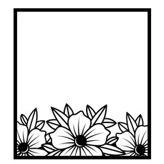 Floral square frame svg, Flower monogram border svg