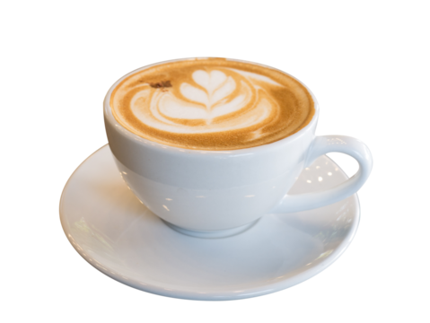 Hot cappuccino coffee cup isolated