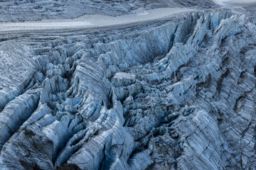 Séracs and glacial crevasses on the glacier of Steingletscher in the Bernese Alps