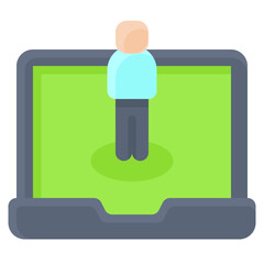 Walking map on laptop screen icon, location map and navigation vector