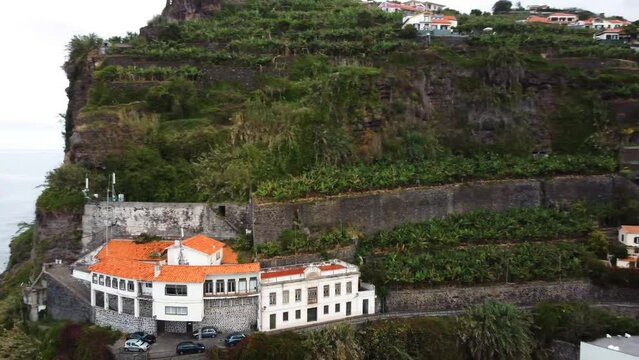 Construction of houses in the seaside mountains of Madeira Island