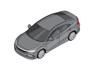 Gray colour car isometric for decorate