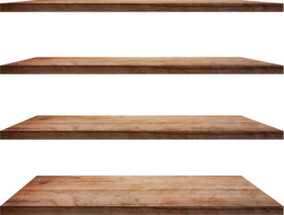 Foto op Canvas collection of wooden shelves on an isolated  © kromkrathog