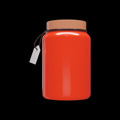 3D Render Of Orange Jar Element On Black Background.