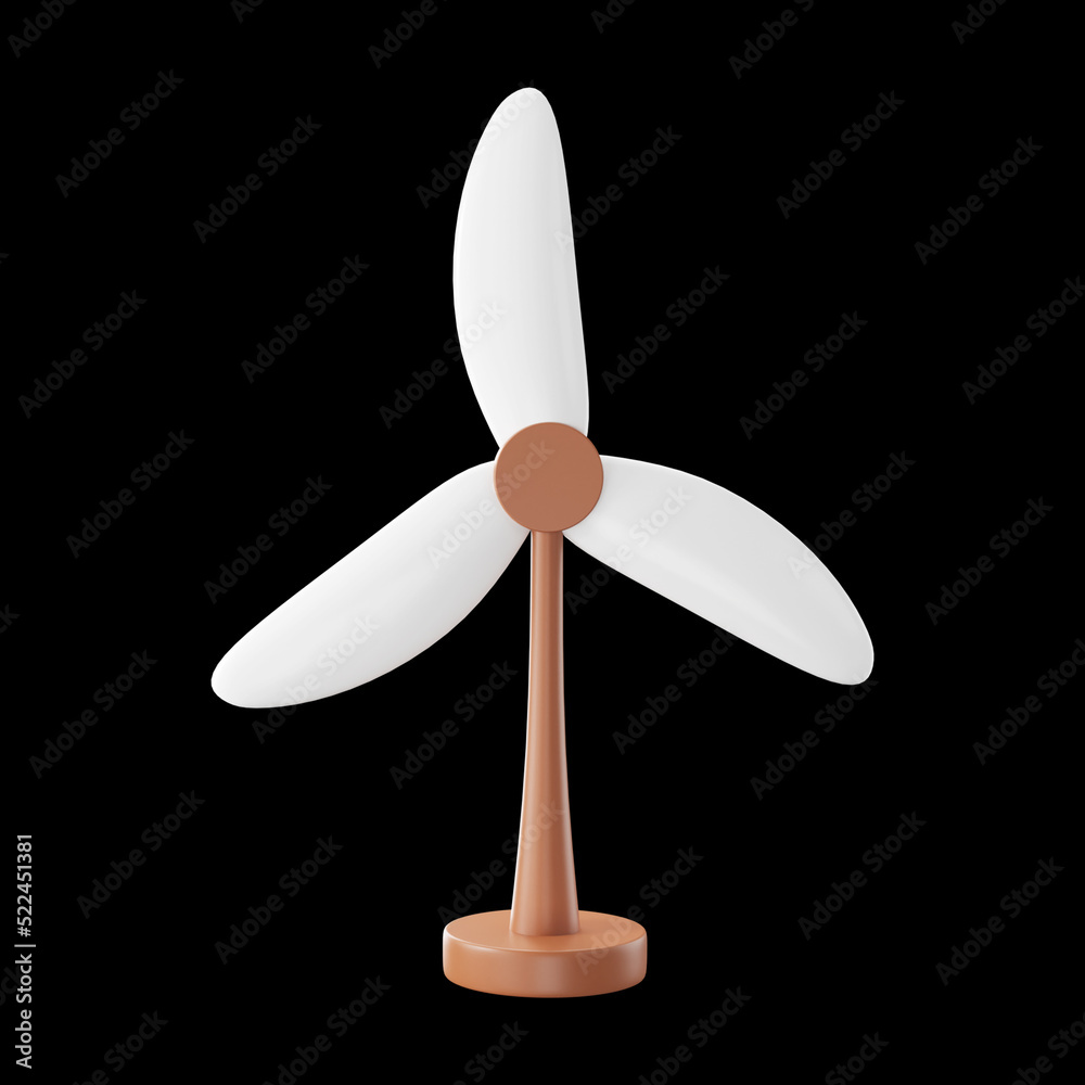 Poster 3D Render Of Windmill Element On Black Background.