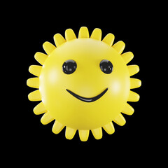 Balloon Style Smiley Sun Element On Black Background.