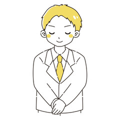 お辞儀をする白衣を着た男性のイラスト