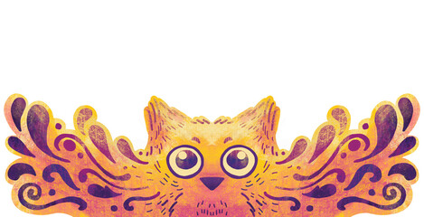 Cute owl wildlife artistic animal ornament drawing illustartion