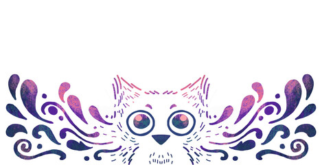 Cute owl wildlife artistic animal ornament drawing illustartion