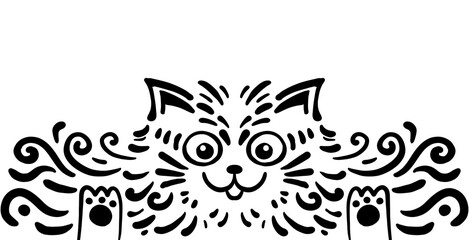 Cute cat wildlife artistic animal ornament drawing illustartion