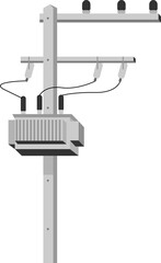 Cement high voltage electric pole power with transformer and drop fuse png design.	