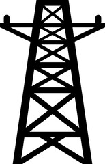 Black high voltage electric pole power png icon design.