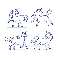 Cartoon unicorn with color mane. Stylized  illustration in cartoon style.