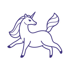 Cartoon unicorn with color mane. Stylized  illustration in cartoon style.