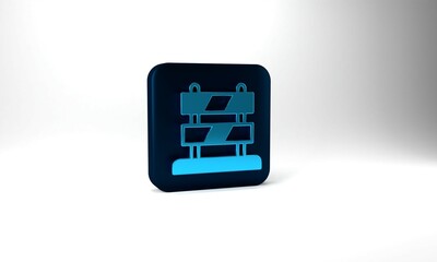 Obraz premium Blue End of railway tracks icon isolated on grey background. Stop sign. Railroad buffer end to destination. Blue square button. 3d illustration 3D render