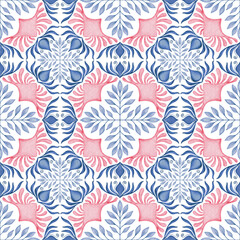 sweet color vintage tiles watercolor seamless pattern for fabric printable 