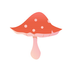 Toadstool isolated on a white background. Vector illustration in cartoon style.