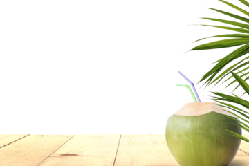 tropical fresh fruit on wooden table and sea summer background