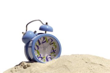 clock on sand at ten o'clock .summer time
