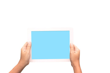 hand hold digital tablet isolated